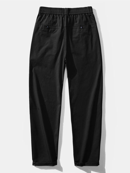 Muscle Fit Ribbed Stand Collar Shirt & Elastic Waist Straight Leg Trousers