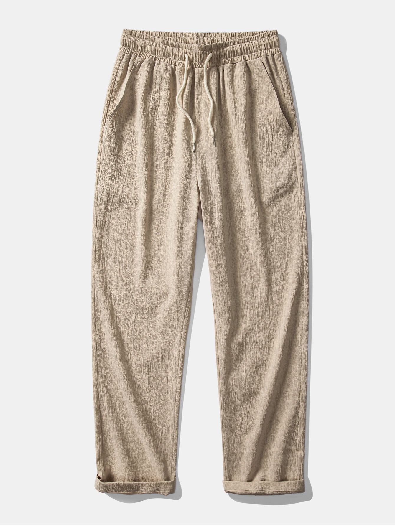 Texture Jacquard Cuban Shirt & Wrinkle Textured Straight Leg Pants
